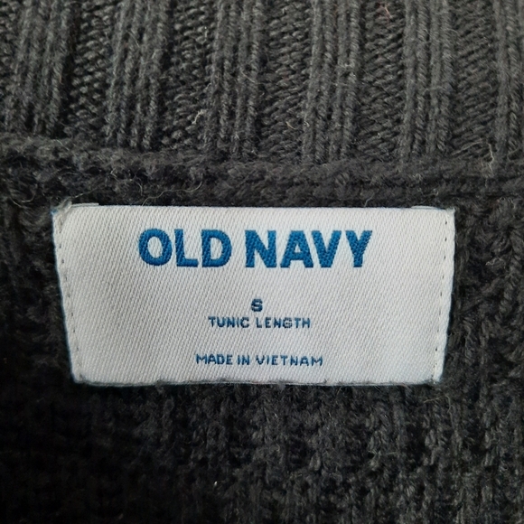 🛍 Old Navy Textured Cotton-blend Tunic Length Black Jack Knit Sweater Size S - Picture 7 of 9